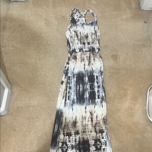 Monteau Black and Cream Tie-Dye Maxi Dress
